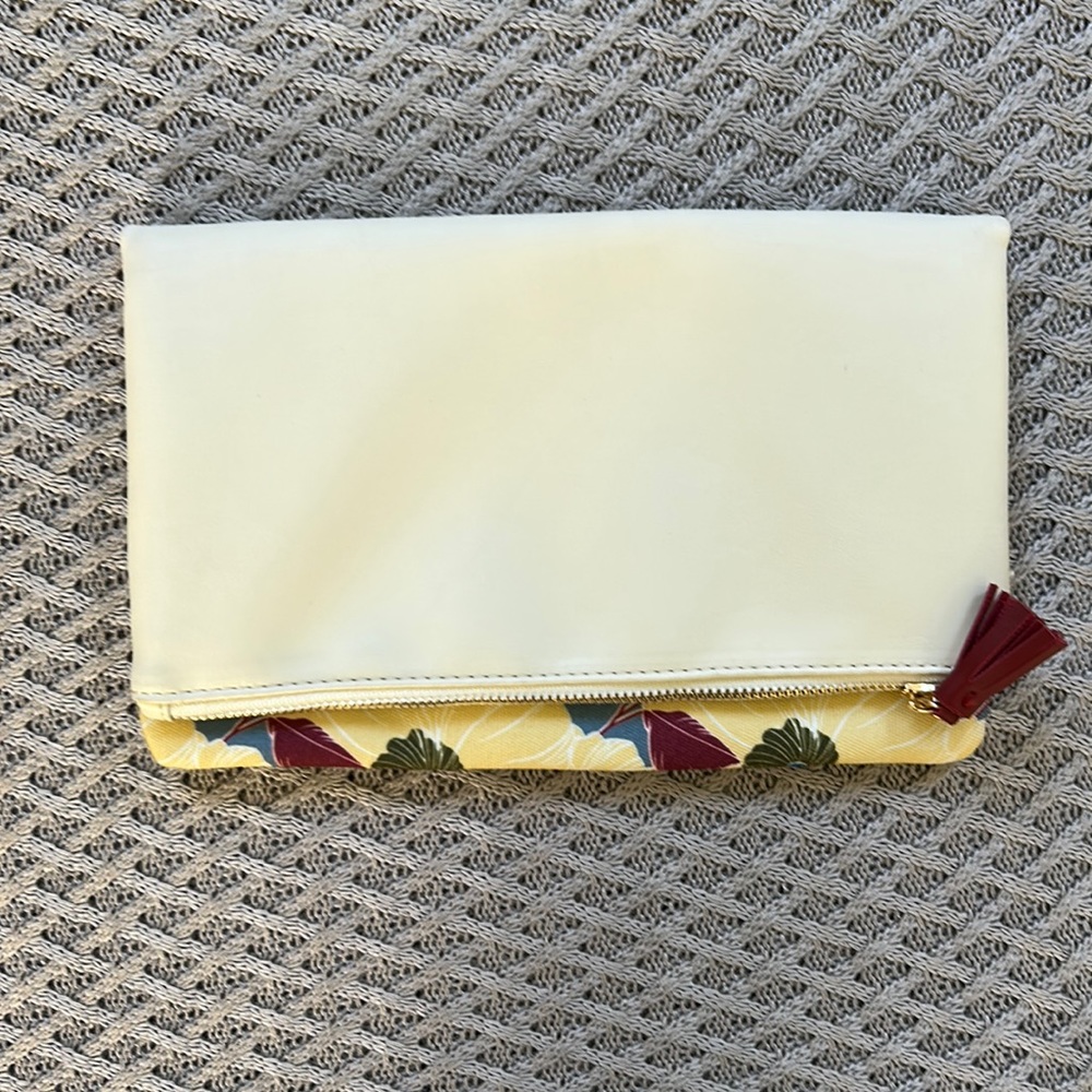 Rachel Pally Floral & Cream Leather Fold-Over Clutch